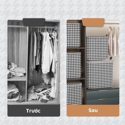 Túi Đựng Quần Áo Sọc Đen Trắng – Gấp Gọn, Có Khóa Kéo, Đựng Chăn Gối Tiện Lợi
