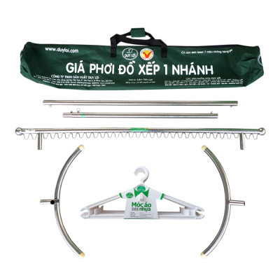 GIÁ PHƠI ĐỒ DUY LỢI 1 NHÁNH INOX (Qùa tặng 10 móc áo)