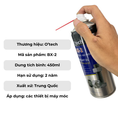 Bình Xịt Chống Rỉ Sét Bôi Trơn Đa Năng Cho Kim Loại O’tech BX-2 (450ml) Lubricant Oil - Hàng Chính Hãng