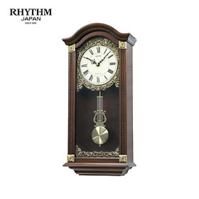 Đồng hồ treo tường RHYTHM SIP (Sound In Place) Wall Clocks CMJ524NR06 (Kích thước 28.5 x 59.0 x 12.0cm), Vỏ màu Nâu