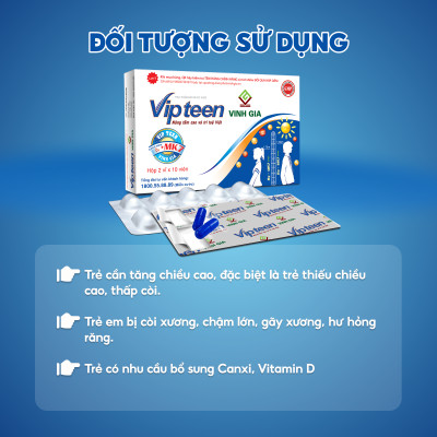 Viên Uống Hỗ Trợ Phát Triển Chiều Cao VIPTEEN VINH GIA Cho Trẻ 9 -18 tuổi (20 Viên)