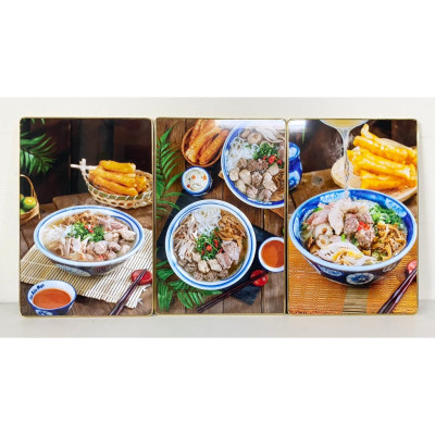 Tranh treo tường tráng gương trang trí decor quán bún mọc có khung