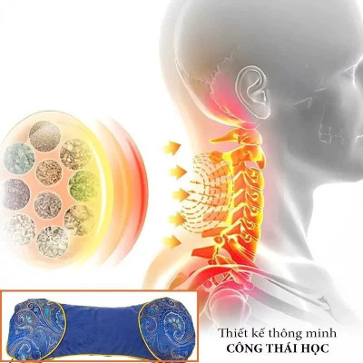 Gối Ngải Cứu Điện Làm Nóng MassageVai Gáy Cổ Hương Thơm Tự Nhiên Từ Thảo Dược Giảm Đau Mỏi