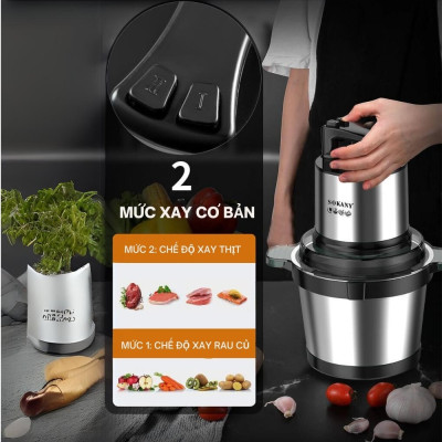 Máy xay thịt, máy xay tói ớt đa năng công suất mạnh mẽ 800W SOKANY SK-7028, dung tích 4L, cối INOX 304 - HÀNG CHÍNH HÃNG