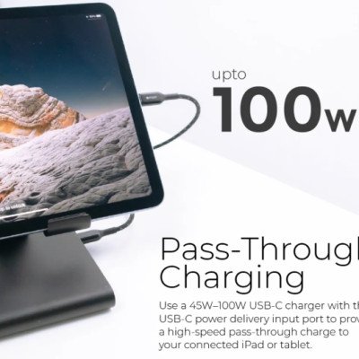 Cổng Chuyển Đổi Mazer Infinite Multimedia 8-in-1 USB-C & Tablet Stand - hàng chính hãng