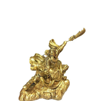 Tượng Quan công múa đao CTQ11 24.8 x 21 x 25.5cm Tundo mạ vàng hoặc màu xanh lựa chọn