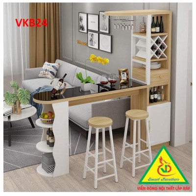 Quầy bar mini, quầy bar nhà bếp kết hợp tủ rượu VKB24 ( không kèm ghế) - Nội thất lắp ráp Viendong Adv