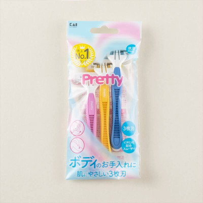 Set 03 chiếc dao cạo Kai Pretty Body, thiết kế 3 lưỡi kép tạo ra những đường cắt nhanh và hiệu quả hơn - nội địa Nhật Bản 