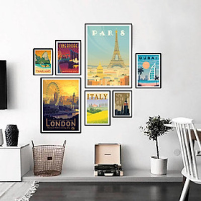 Bộ tranh treo tường hiện đại lì quan thế giới BINBIN KA265/Tranh kim sa/Tặng kèm đinh 3 chân