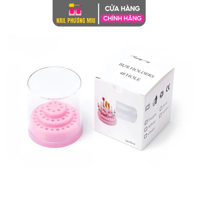 Hộp Đựng Đầu Mài 48 Lỗ Bằng Nhựa Màu Ngẫu Nhiên Size To Nhỏ, Hộp Cắm Đầu Mài Móng Làm Nail Chuyên Dụng, Nắp Bảo Quản Chắc Chắn, Chống Bụi Bẩn