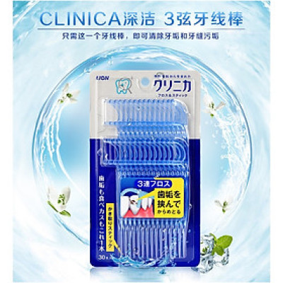 Set 30 tăm chỉ nha khoa Clinica Advantage, thiết kế hình chữ Y giúp bạn lấy đi thức răng ở kẽ răng, chân nướu dễ dàng và nhẹ nhàng - nội địa Nhật Bản 