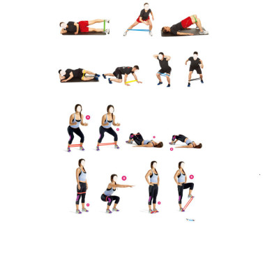 Combo 5 dây đàn hồi tập thể dục, bộ dây kháng lực Miniband + Giấy hướng dẫn sử dụng