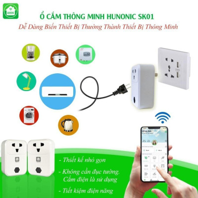 Ổ Cắm Wifi Thông Minh Hunonic SK01 Công Suất Lớn 4000W Điều Khiển Từ Xa Bằng Điện Thoại Thông Qua Wifi