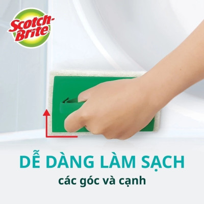 Bàn chải chà sàn (phòng tắm, phòng vệ sinh, ...) 3M Scotch-Brite, siêu sạch, không trầy xước, 8x12x8cm, màu xanh