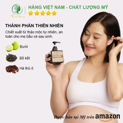 Dầu gội cốt bồ kết đánh bay gàu, mọc tóc, dưỡng tóc đen mượt Wonmom 250ml