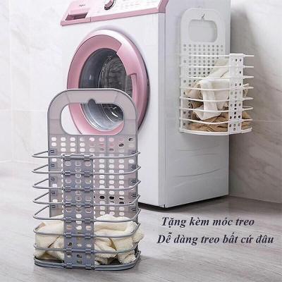 Giỏ Đựng Quần Áo Bẩn Kế Máy Giặt Gấp Gọn Treo Tường Tiện Lợi Đựng Đồ Dùng Sinh Hoạt - Hàng Loại 1 - Chính Hãng