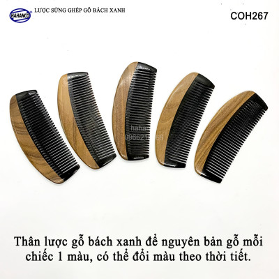 Lược sừng trâu ghép gỗ bách xanh thơm hình múi bưới (Size: S-12cm) COH267 - Có thể bỏ túi mang theo người - Chống tích điện - Ghép Răng Tăng Độ Bền Khi Chải Tóc - Chải tóc làm dịu tâm trí, đỡ căng thẳng - Giúp Tóc Suôn & Mềm Không Làm Rụng