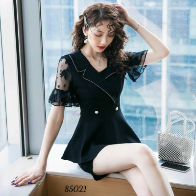 Sét bộ đồ đùi nữ áo kiểu peplum cổ cách điệu phối ren đồ bộ dạo phố đồ mặc nhà siêu xinh đủ size từ 40-70kg