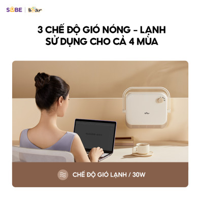 Quạt Sưởi Gốm Bear Máy Sưởi Mini Máy Sưởi Nhà Tắm Chống Thấm Nước Gió Nóng Lạnh Sử Dụng 4 Mùa Tiết Kiệm Điện DNQ-E20N1- Hàng Chính Hãng