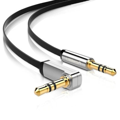 Ugreen UG10596AV119TK 0.5M màu Đen Cáp âm thanh 2 đầu 3.5mm dương đầu vuông góc mạ vàng - HÀNG CHÍNH HÃNG