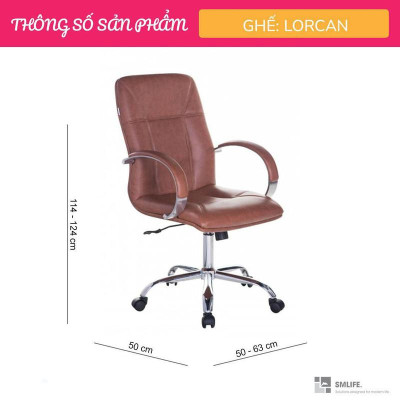 Ghế xoay văn phòng lưng cao bọc da SMLIFE Lorcan