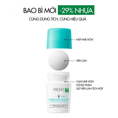 Lăn Khử Mùi Vichy Giúp Khô Thoáng Vùng Da Dưới Cánh Tay 48H 50ml