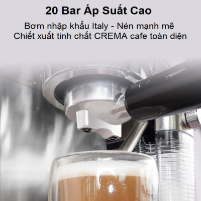 HÀNG CHÍNH HÃNG - Máy pha cà phê Espresso bán tự động, 3 trong 1 tự động pha Espresso, Latte, Cappuccino. Thương hiệu Mỹ cao cấp HiBREW - H13A
