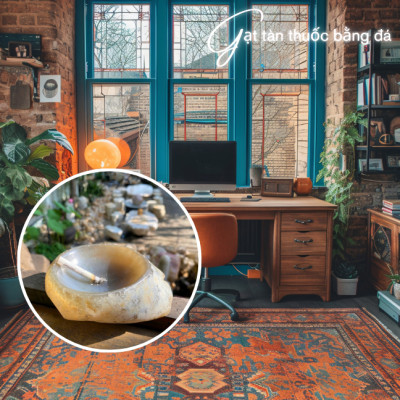 Gạt tàn thuốc bằng đá mã não NHASAN GTT01 Vẻ Đẹp SANG TRỌNG Vĩnh Cửu nặng 560gr (KT: 10x12cm)