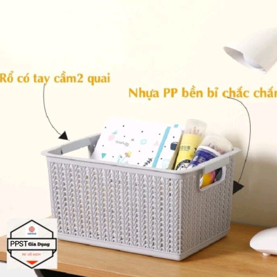 Rổ đan mây đựng đồ đa năng 3 size , Giỏ đan đựng quần áo (3415)