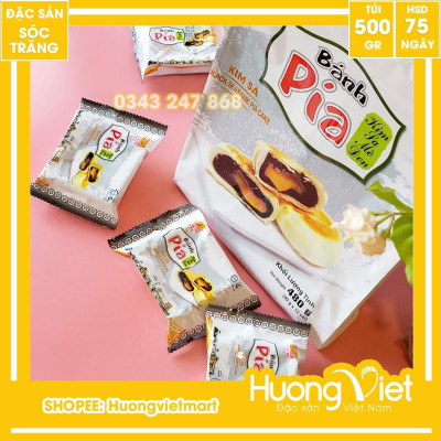 Đặc Sản Sóc Trăng - Bánh Pía Kim Sa Mè Đen Tan Chảy Tân Huê Viên 480G , Bánh Pía Sóc Trăng Không Sầu Riêng Trứng Chảy