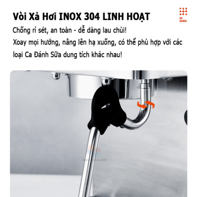 Máy Pha Cà Phê Espresso Gemilai CRM3007I Chuyên Nghiệp Thương Mại, Kiểm Soát Nhiệt Độ Pha Tùy Ý, Pha Cafe Espresso 58mm, Định Lượng Tùy Ý, Hàng Chính Hãng