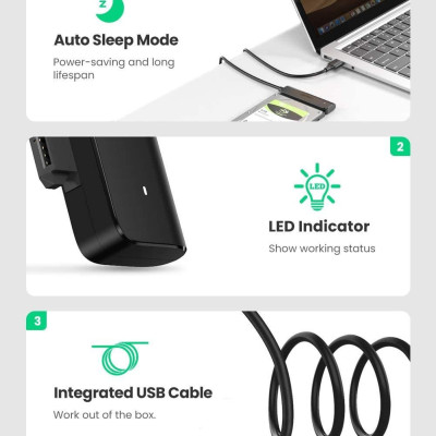 Ugreen UG70609CM321TK 0.5m bộ đọc ổ cứng ssd usb a 3.0 ra 2.5 inch sata 50cm - HÀNG CHÍNH HÃNG