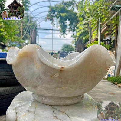 Bát sen thả hoa đá thạch anh NHA SAN BTH03 Biểu tượng của thuần khiết và thanh tịnh - 38kg (46.3 x 22 cm)