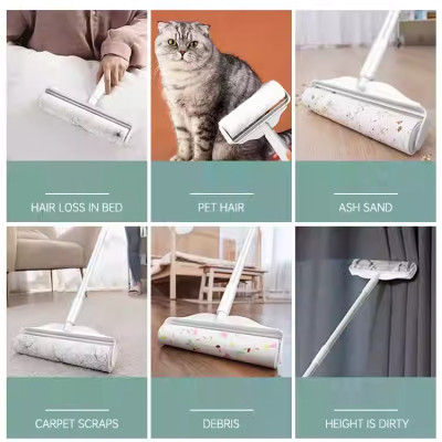 Cây Lăn Bụi Cán Dài Làm Sạch Quần Áo, Sàn Nhà, Ga Giường, Lông Chó Mèo - Độ Dài Tùy Chỉnh, Kèm 1 Lõi Thay Thế