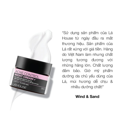 Kem dưỡng đêm dành cho da mụn, giảm thâm mụn, mờ sẹo, sáng da Lá House Acne Control Night Cream 10ml/30ml