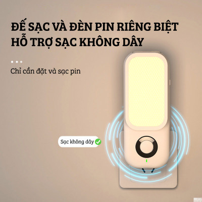 Đèn Ngủ Cảm Ứng Thông Minh Sử Dụng Pin Sạc FEIDASH TB-38SL - Cảm Ứng Nhạy Bén Khi Có Chuyển Động - Chiếu Sáng Đa Chức Năng, Có Thể Cầm Tay Sử Dụng Như Đèn Pin - Sạc Bằng Cáp Sạc USB-C Và Sạc Không Dây Qua Đốc Sạc Adapter