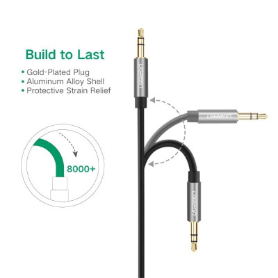 Ugreen UG10737AV119TK 5M màu Đen Cáp âm thanh 2 đầu 3.5mm dương dây tròn TPE cao cấp - HÀNG CHÍNH HÃNG