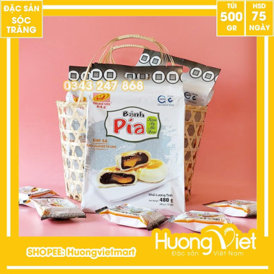 Đặc Sản Sóc Trăng - Bánh Pía Kim Sa Mè Đen Tan Chảy Tân Huê Viên 480G , Bánh Pía Sóc Trăng Không Sầu Riêng Trứng Chảy