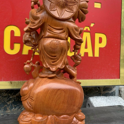 Tượng phật di lặc ngũ phúc tay vác cành đào kt 60×24×23cm