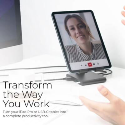 Cổng Chuyển Đổi Mazer Infinite Multimedia 8-in-1 USB-C & Tablet Stand - hàng chính hãng