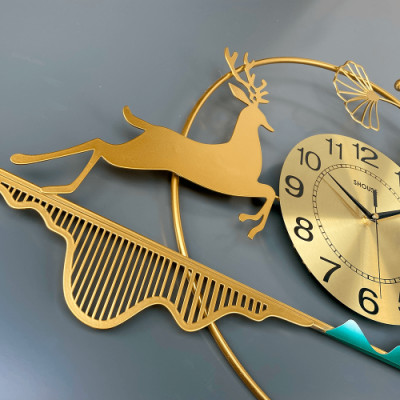 Đồng Hồ Treo Tường Trang Trí Decor  DH11 kim trôi quartz hoa mai vàng nội thất cỡ lớn