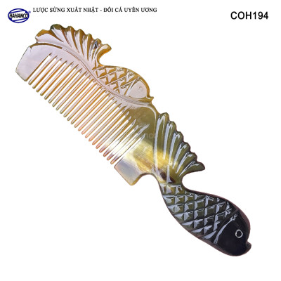  Lược Sừng Vân Nưa Đôi Cá Uyên Ương (Size: XL - 20cm) thể hiện tình yêu vĩnh cửu - Mẫu Cao Cấp Siêu Đẹp - COH194