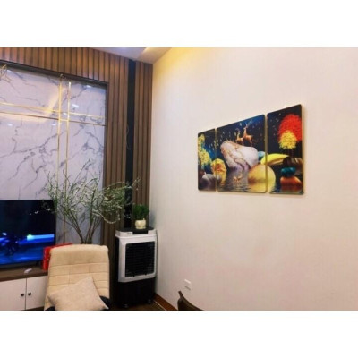 SAle off 50% bộ ba tranh tráng gương cao cấp treo tường lá xanh