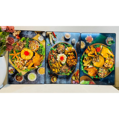 Tranh treo tường tráng gương mẹt gà,gà lên mâm trang trí quán ăn,nhà hàng(kèm đinh 3 chân)