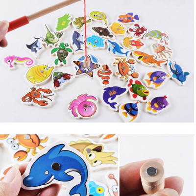 Đồ chơi câu cá nam châm gỗ 32 con chi tiết cho bé