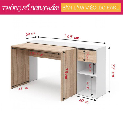 Bàn Học Bằng Gỗ Kiểu Dáng Nhỏ Gọn Cho Bé SMLIFE Doikaku