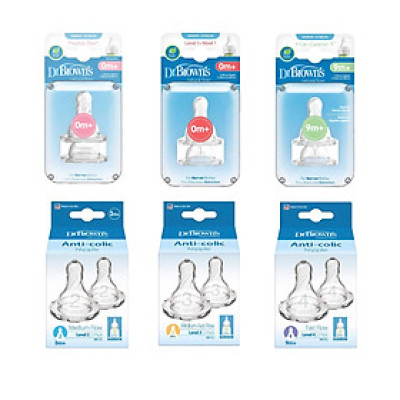 Hộp 2 núm ty thay thế bình sữa Dr.Brown