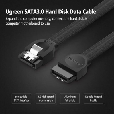 Ugreen UG30797US217TK 0.5M màu Đen Cáp truyền dữ liệu SATA 3.0 đầu gập 90 độ cao cấp - HÀNG CHÍNH HÃNG