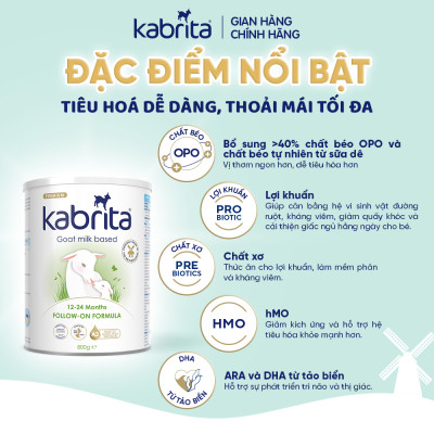 Thùng 6 lon Sữa dê Kabrita số 2 cho trẻ từ 12- 24 tháng - Lon 800g