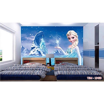 (HCM)Tranh dán tường 3d công chúa elsa 1 tranh trang trí phòng bé tích hợp sẵn keo